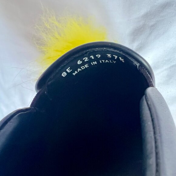 Fendi Monster Slip-On Sneakers Black Yellow Fur 37.5 COA - Picture 6 of 12